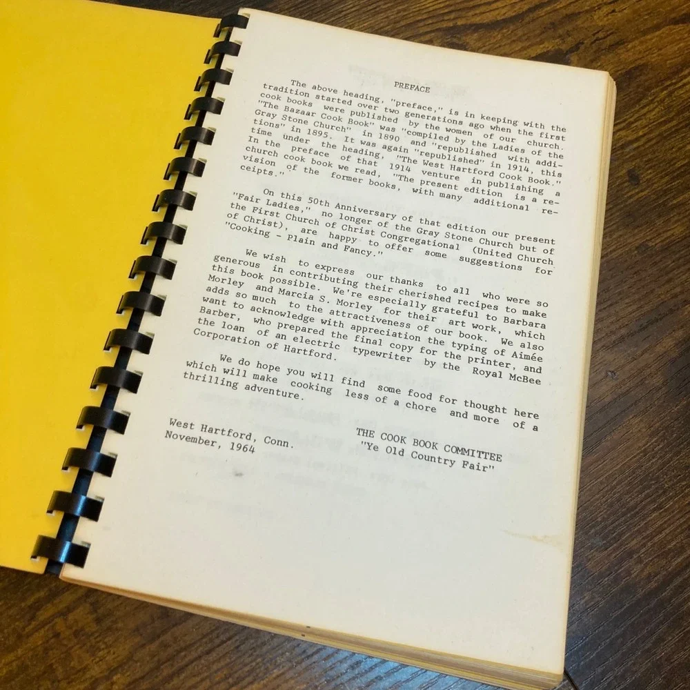 First Church of Christ Congregational West Hartford CT Cookbook UCC Vtg 1964